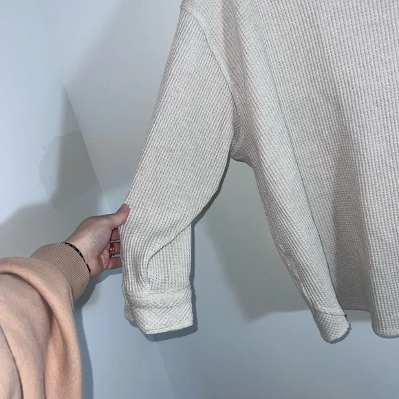 Aerie LumberJane Waffle Shirt cream medium - Picture 10 of 13